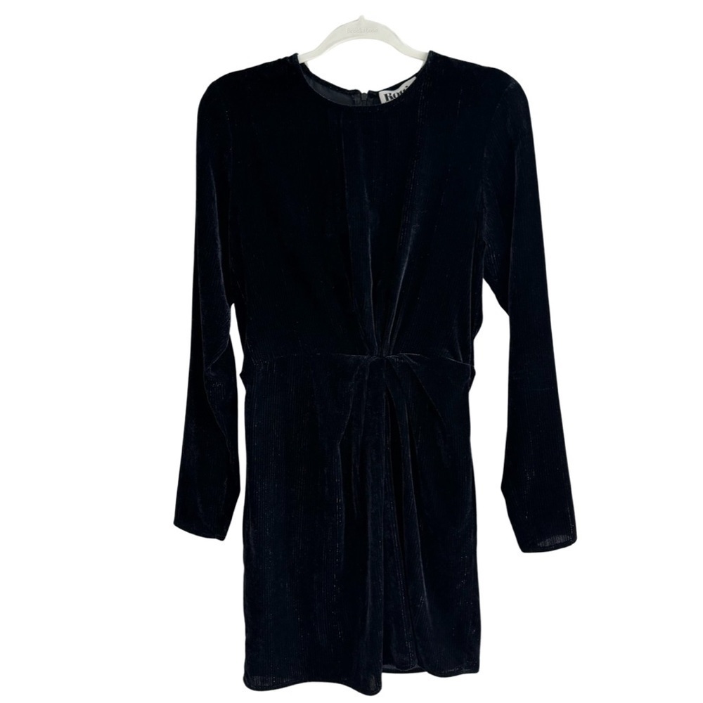 Rouge Paris Black Velvet Metallic Accented Dress Size 38